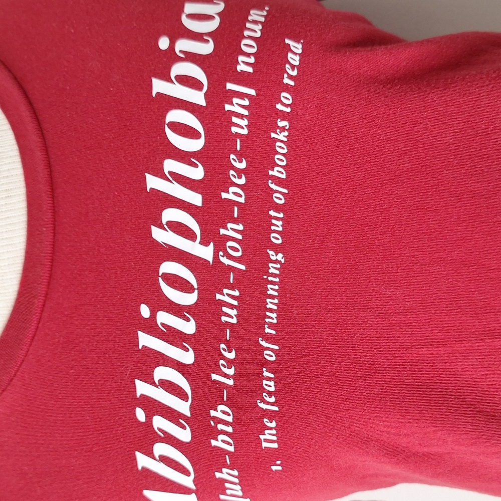Red Abibliophobia Graphic T-Shirt Library Bookstore Reading Shirt